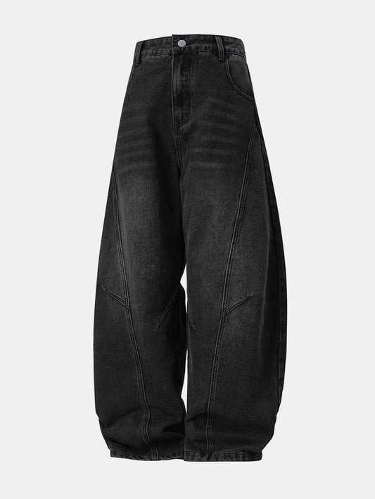 Calça jeans baggy de denim lavado e desgastado