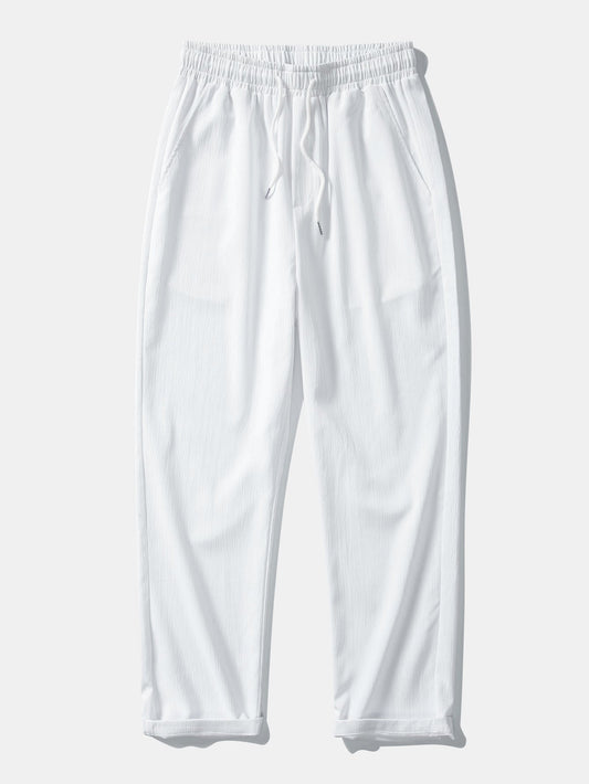 Calça de Perna Reta com Textura Amassada