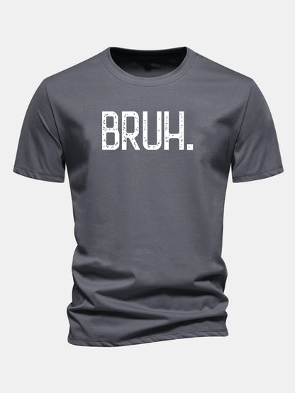 Camiseta de algodão com estampa Bruh e corte regular