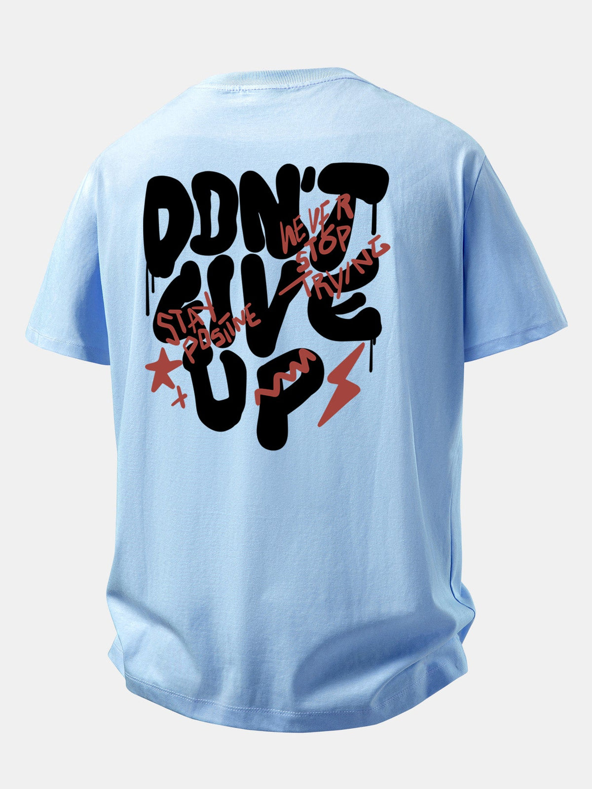 Camiseta de algodão com estampa “Nunca Desista” e corte confortável