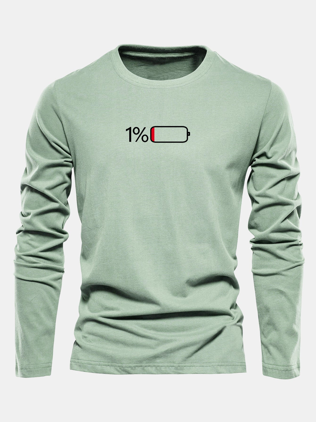 Camiseta de algodão com mangas longas e estampa de bateria de 1%