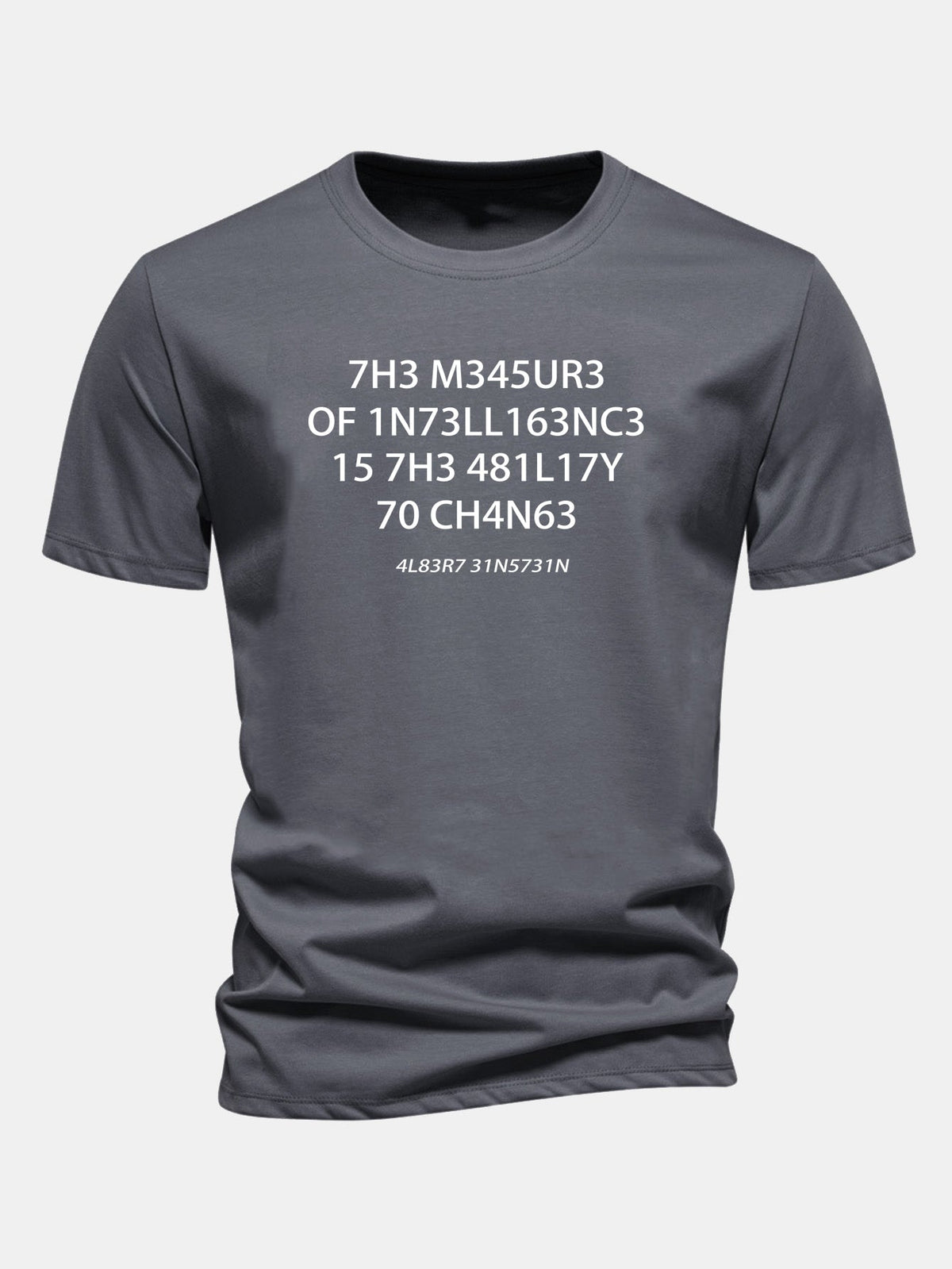 Camiseta de algodão de corte regular com estampa de citação de Einstein em leetspeak