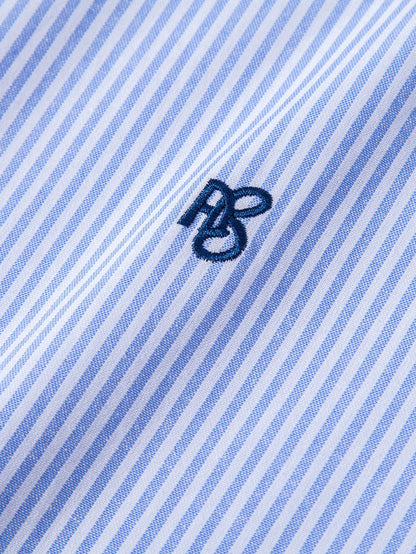Camisa de algodão listrada com gola padre