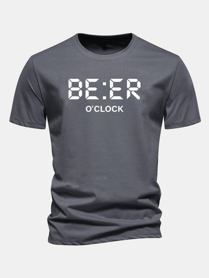 Camiseta de algodão com estampa Beer O'Clock, corte regular