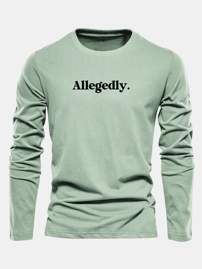 Camiseta de algodão de manga longa com estampa supostamente alegada