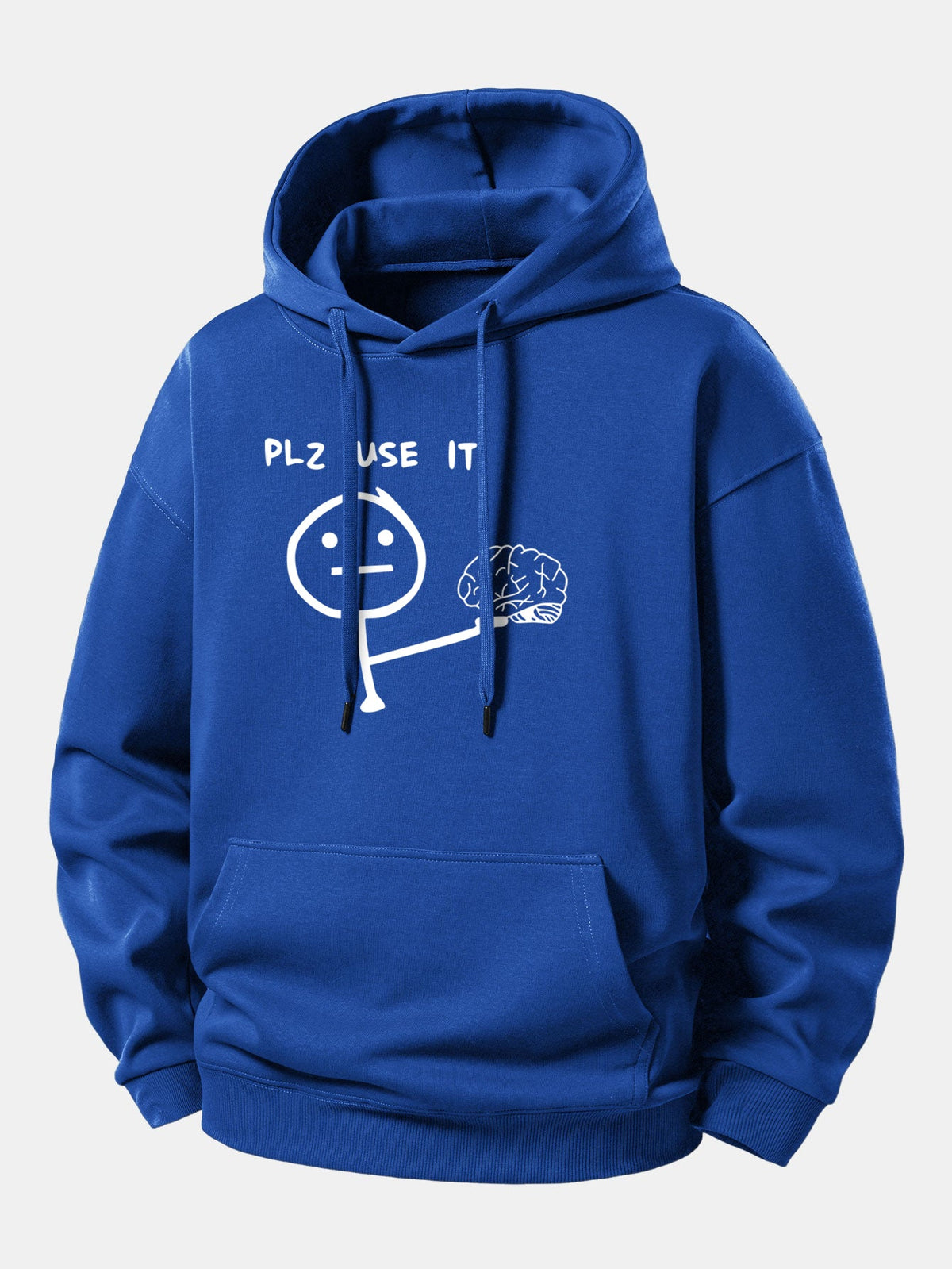 Moletom com capuz de caimento confortável com estampa “Please Use It Brain”