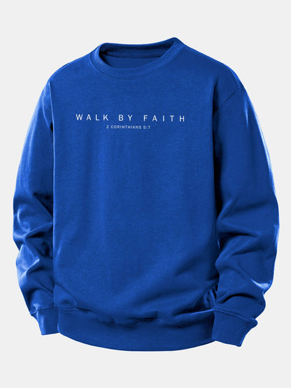 Moletom de caimento confortável com estampa “Walk By Faith”