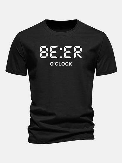 Camiseta de algodão com estampa Beer O'Clock, corte regular