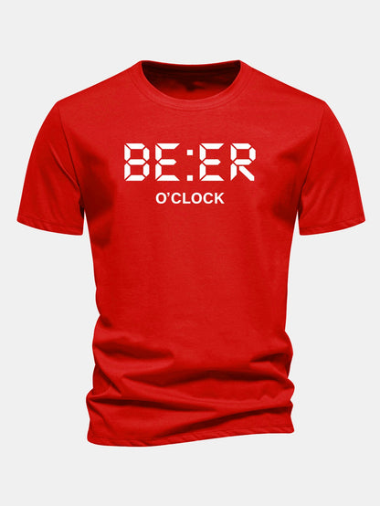 Camiseta de algodão com estampa Beer O'Clock, corte regular