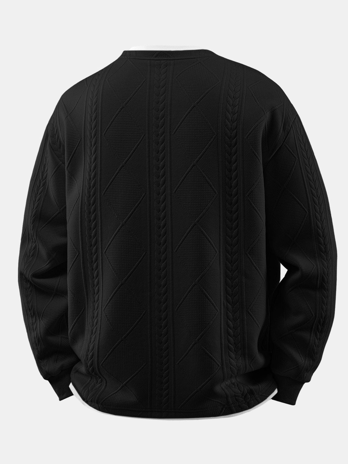 Camiseta de jacquard geométrico 2 em 1, com caimento descontraído e gola com entalhe