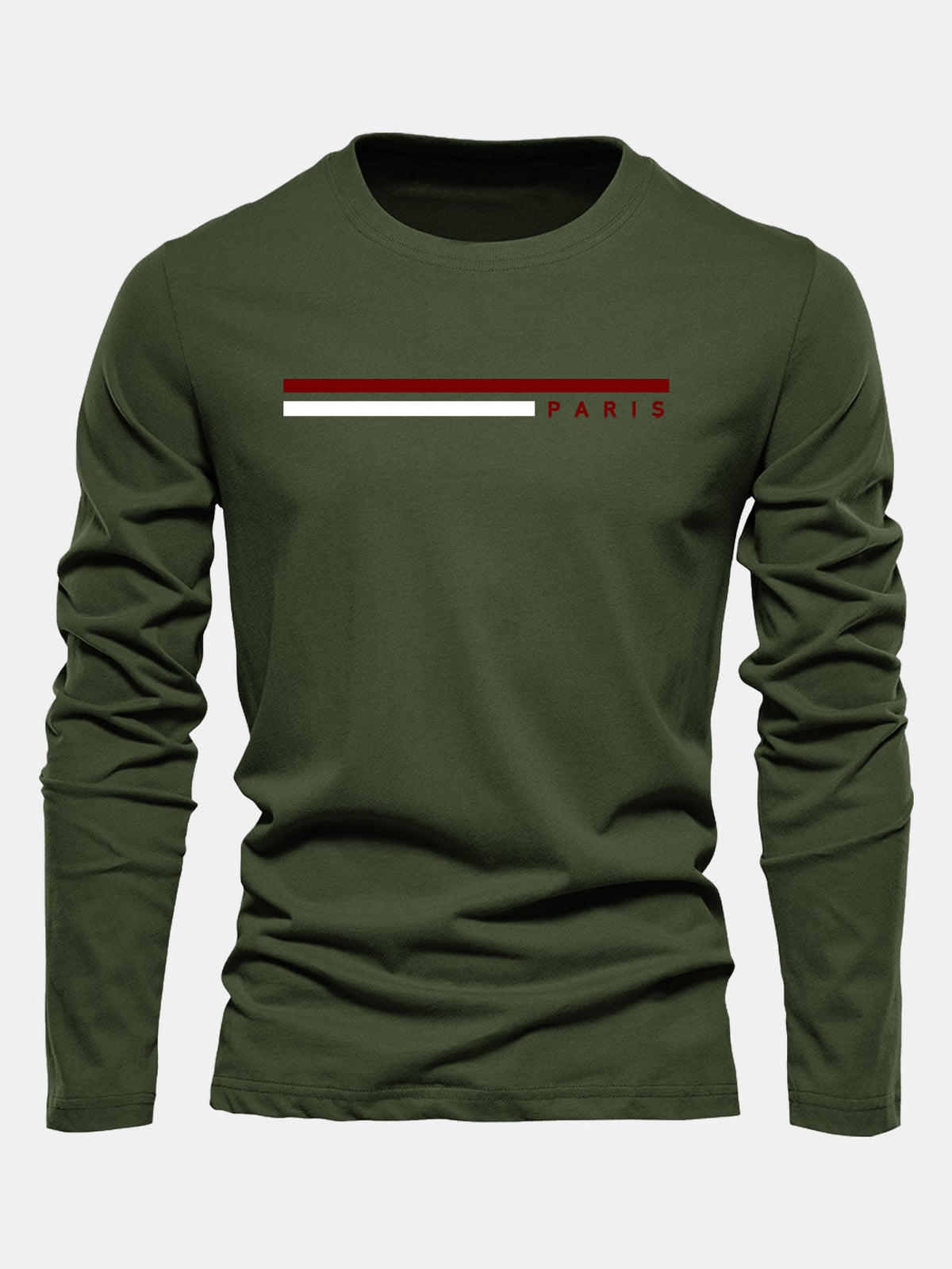 Camiseta de algodão com mangas longas, listras e estampa de Paris