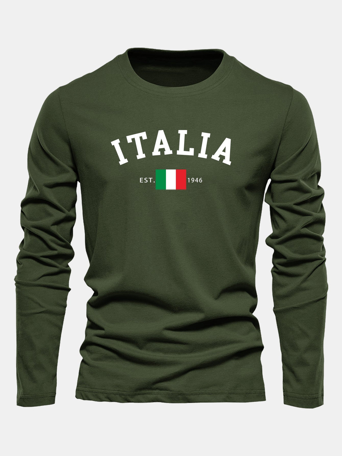 Camiseta de algodão de manga longa com estampa da Itália