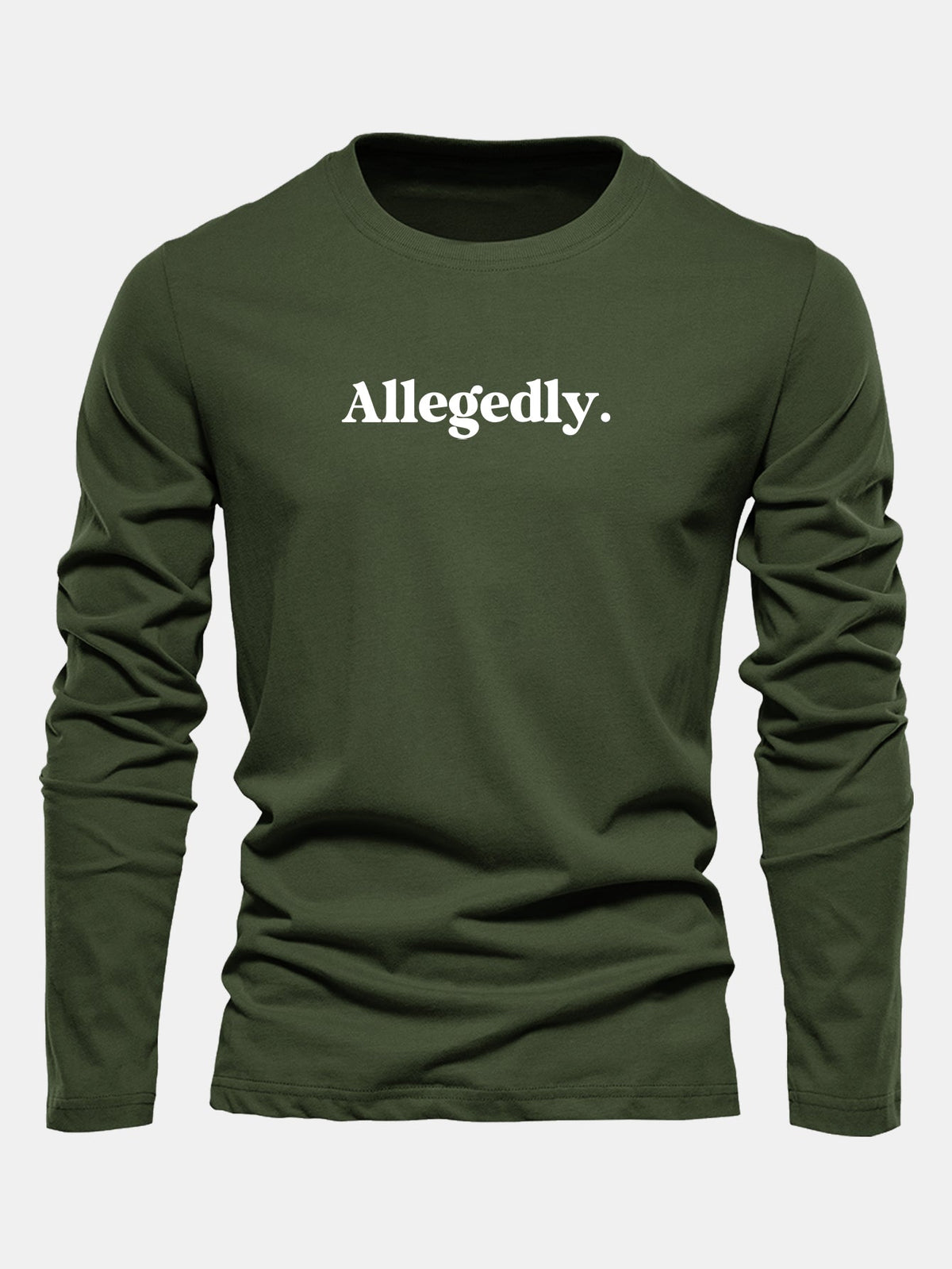 Camiseta de algodão de manga longa com estampa supostamente alegada