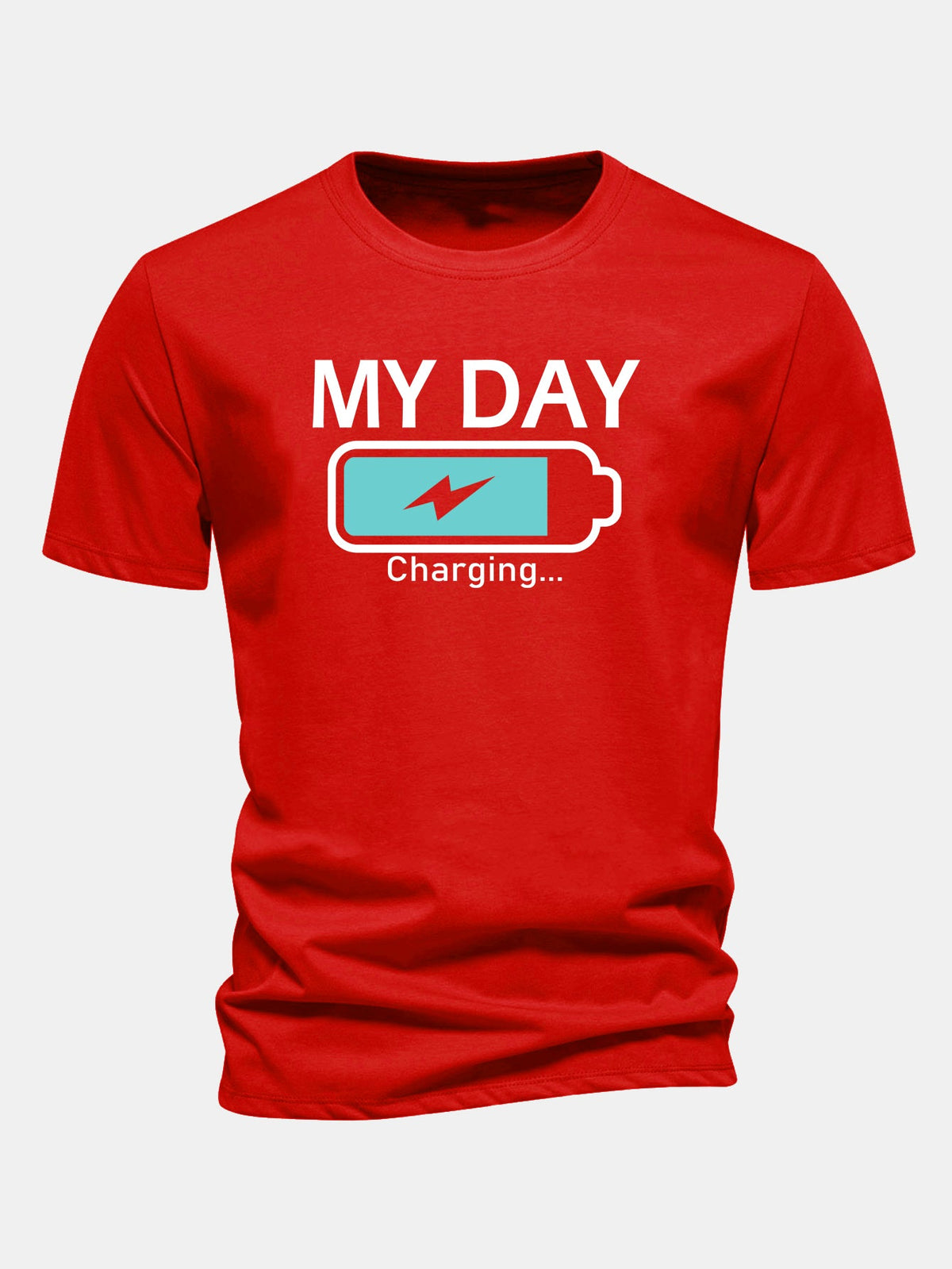 Camiseta de algodão com estampa de bateria “My Day” e caimento regular