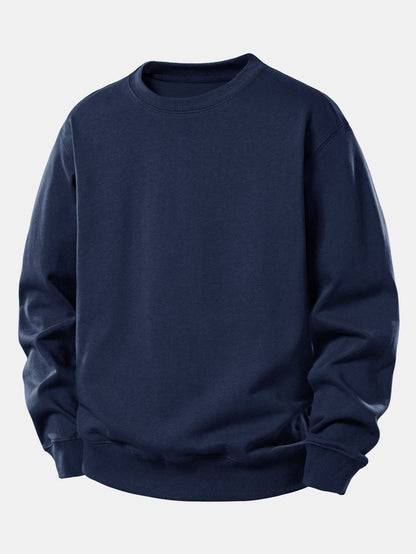 Conjunto de moletom de gola careca com caimento confortável e calça de moletom de perna reta