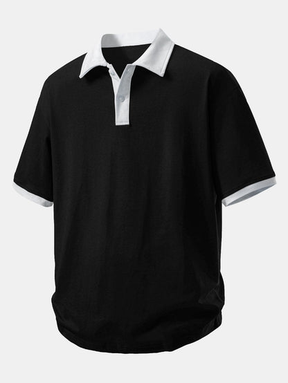 Polo de Algodão com Gola Contrastante e Shorts de Algodão com Cordão de 7"