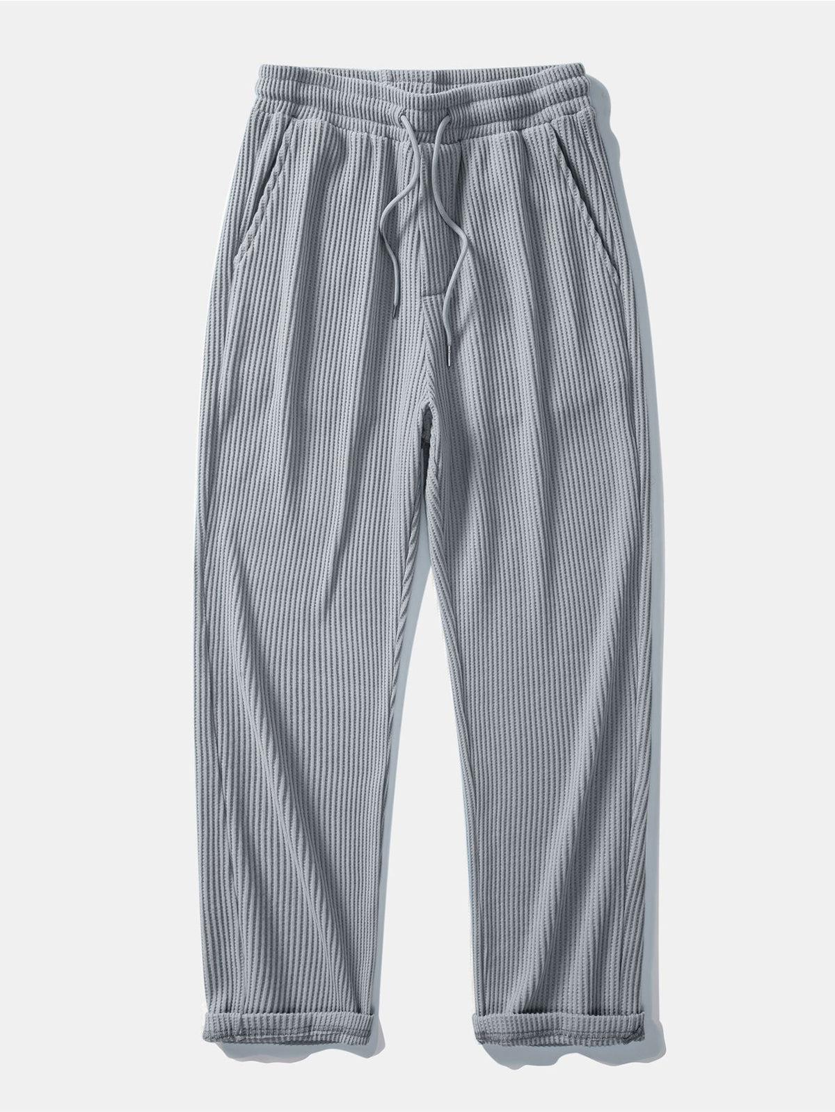 Calça Tricotada com Cordão e Textura Waffle