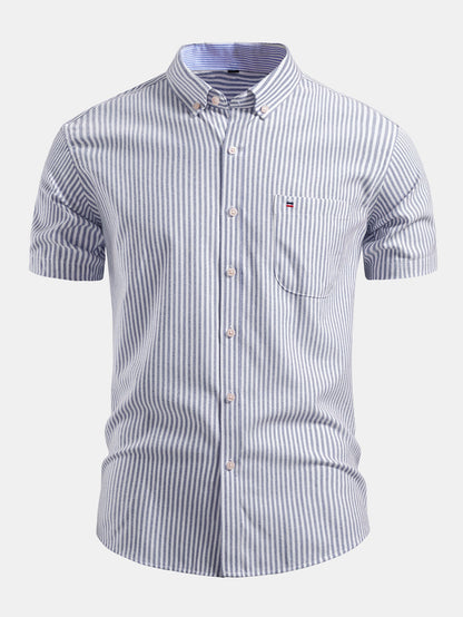 Camisa de algodão listrada com botões