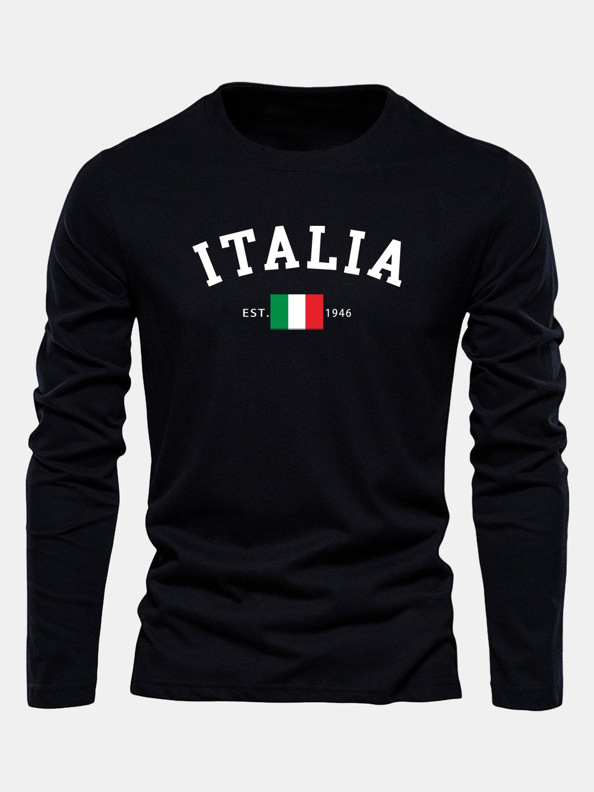 Camiseta de algodão de manga longa com estampa da Itália