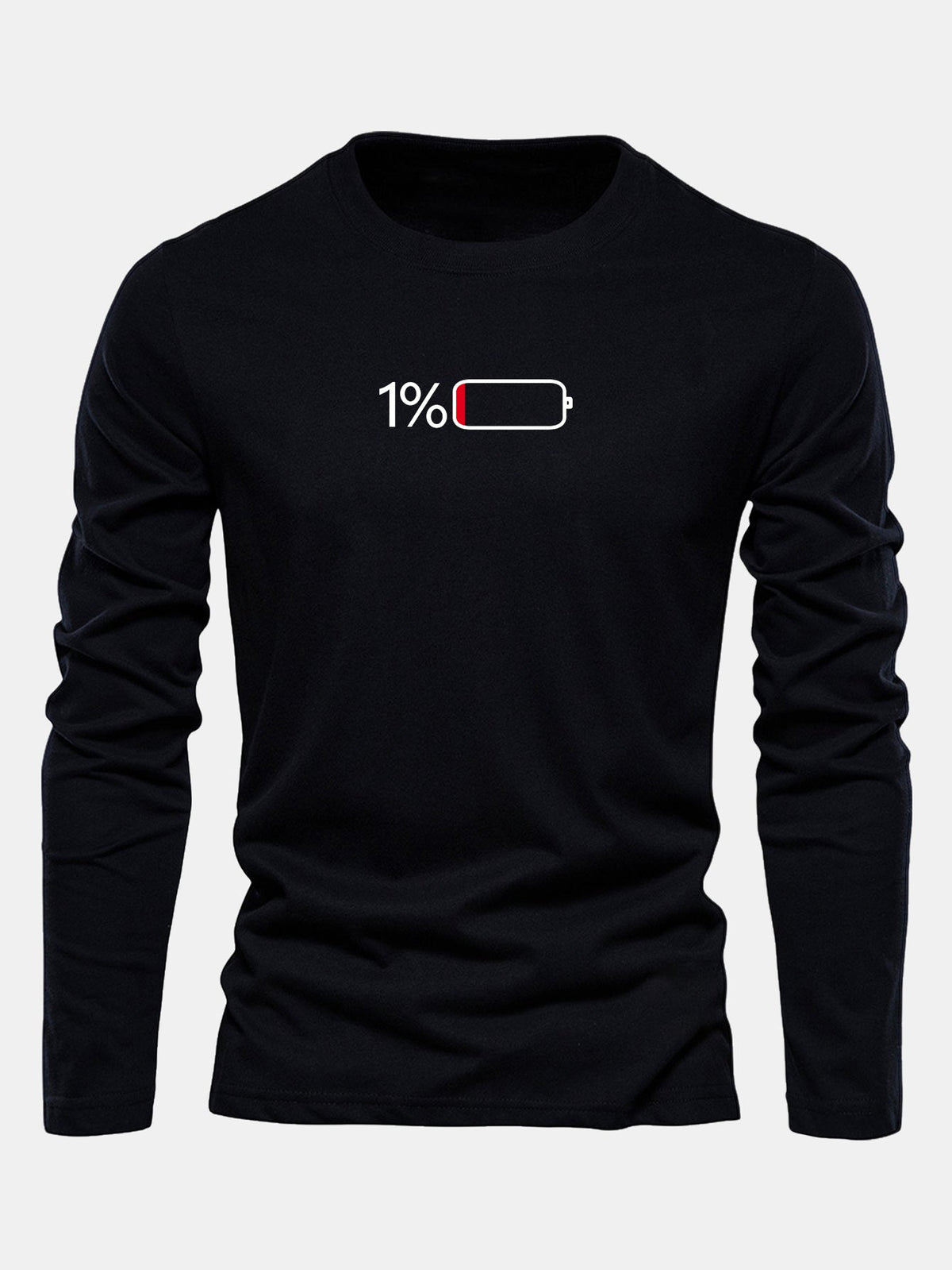 Camiseta de algodão com mangas longas e estampa de bateria de 1%