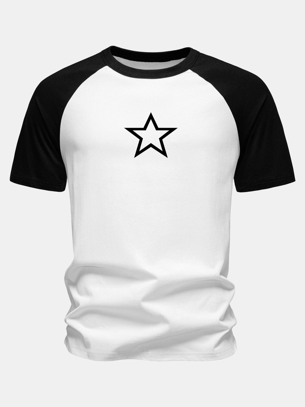 Camiseta de algodão com mangas raglã e estampa de estrelas