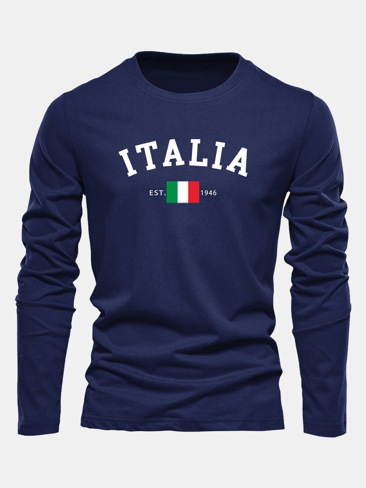 Camiseta de algodão de manga longa com estampa da Itália