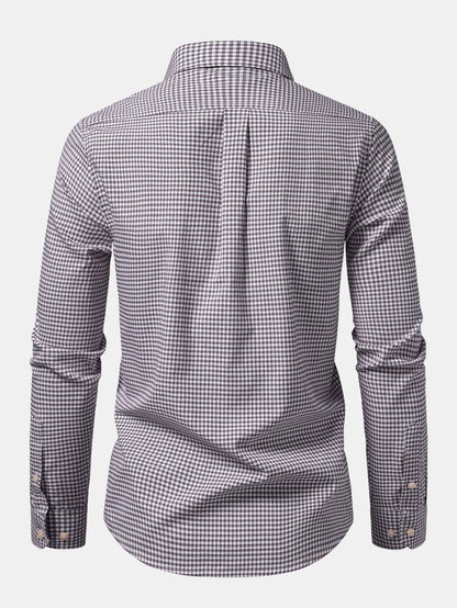Camisa xadrez listrada contrastante com botões