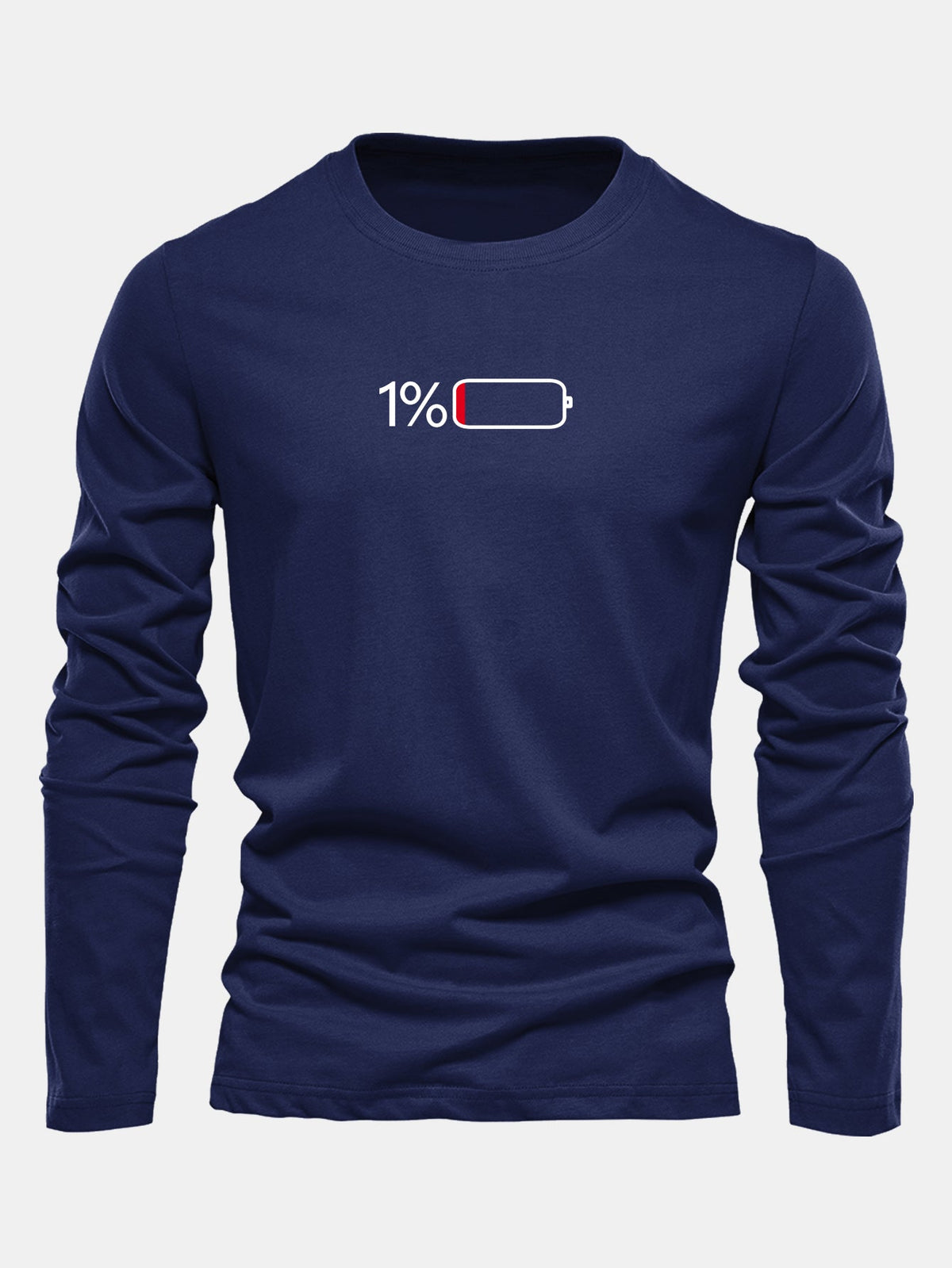 Camiseta de algodão com mangas longas e estampa de bateria de 1%