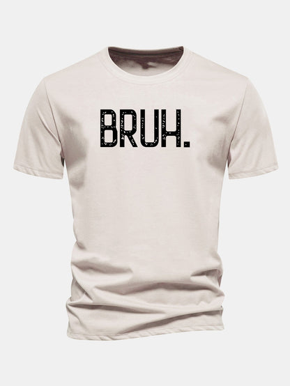 Camiseta de algodão com estampa Bruh e corte regular