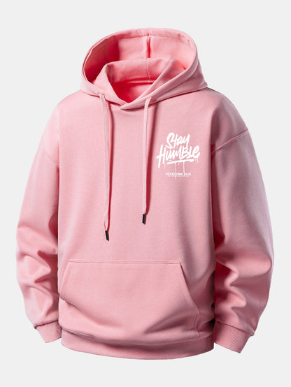 Moletom com capuz de caimento confortável com estampa “Stay Humble”