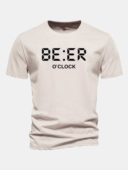 Camiseta de algodão com estampa Beer O'Clock, corte regular