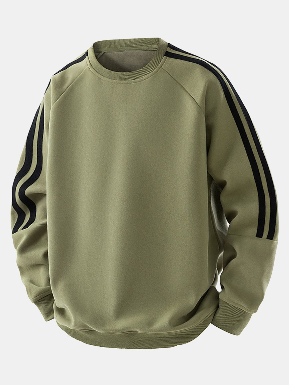 Moletom raglan vintage listrado de gola redonda e modelagem confortável
