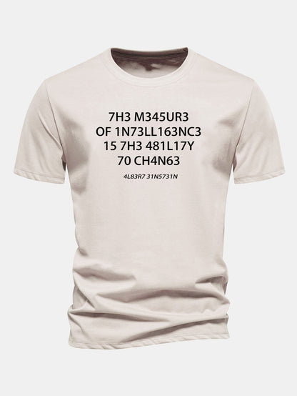 Camiseta de algodão de corte regular com estampa de citação de Einstein em leetspeak