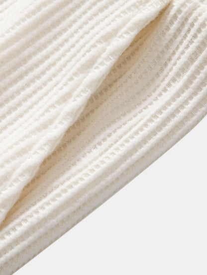 Calça Tricotada com Cordão e Textura Waffle