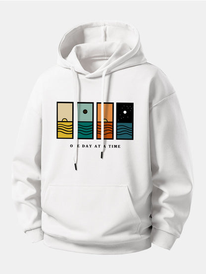Moletom com capuz de modelagem confortável com estampa “Um dia de cada vez”