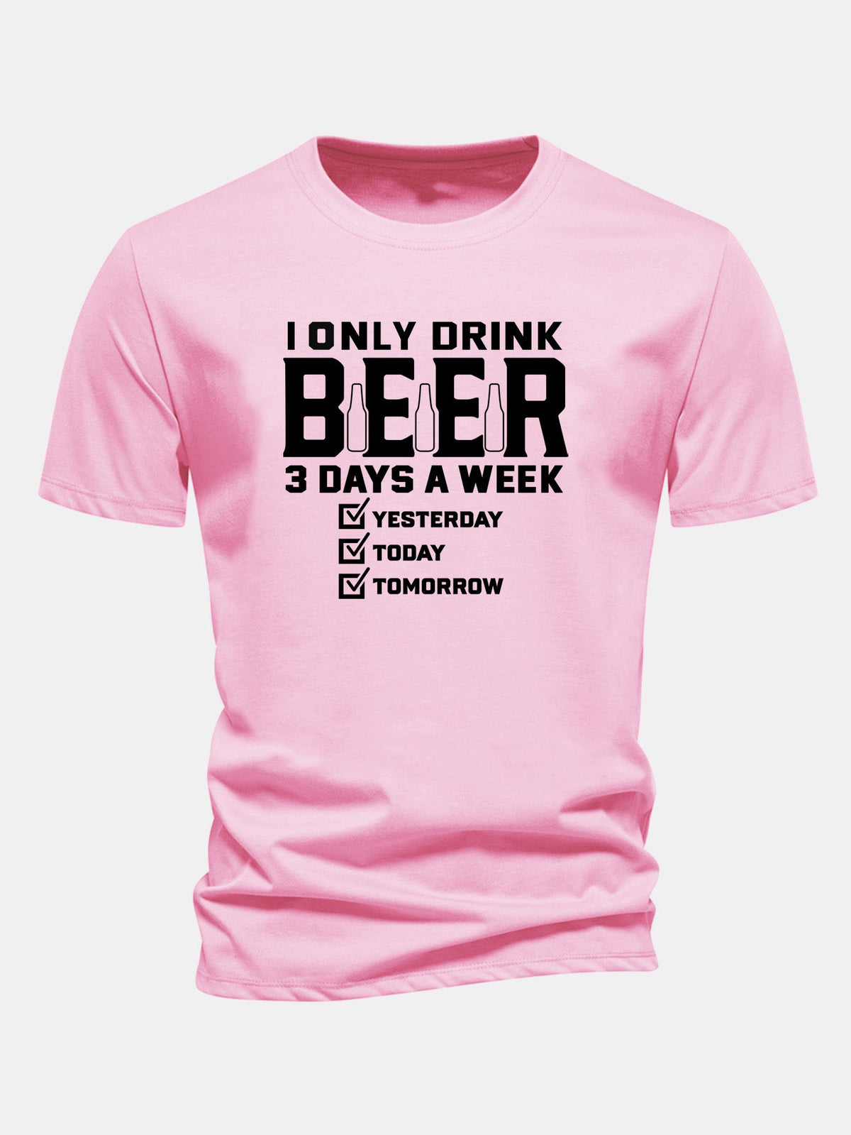 Camiseta de algodão de caimento regular com estampa “I Only Drink Beer”