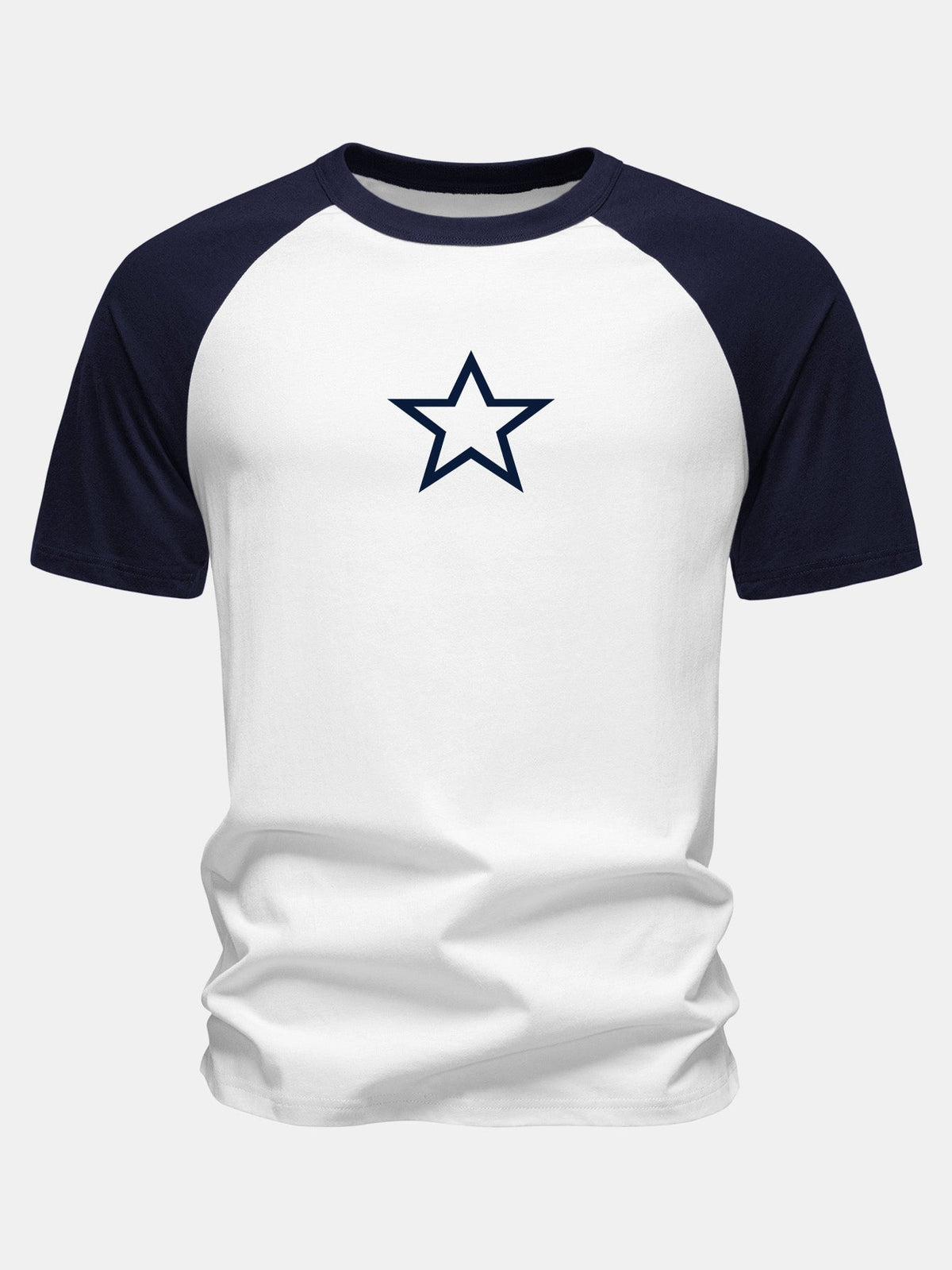Camiseta de algodão com mangas raglã e estampa de estrelas
