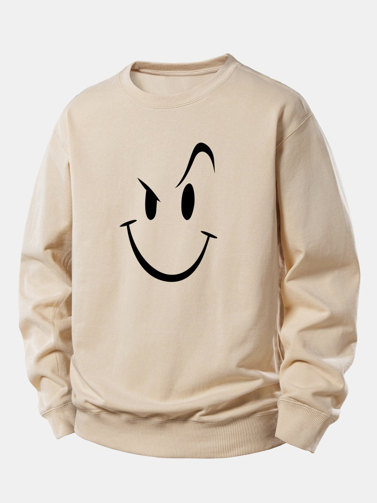 Moletom de caimento confortável com estampa de carinha sorridente