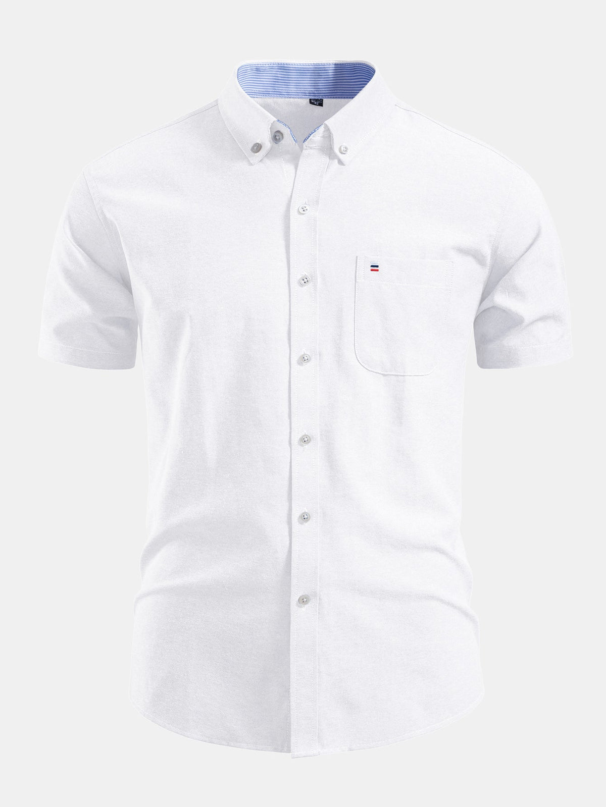 Camisa Oxford de algodão listrado com botões e contraste
