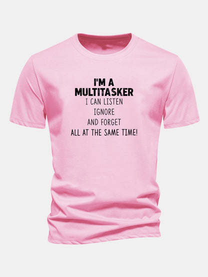 Camiseta de algodão estampada multifuncional de corte regular