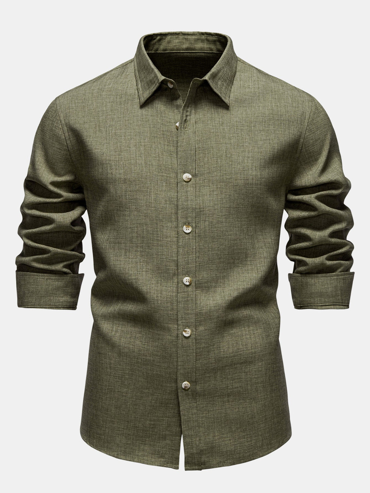 Camisa de linho de manga longa com botões