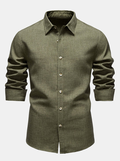 Camisa de linho de manga longa com botões