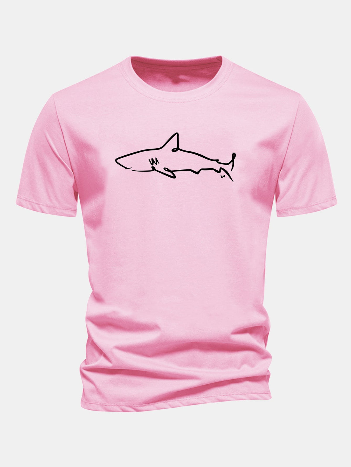 Camiseta de algodão com estampa de tubarão e corte regular