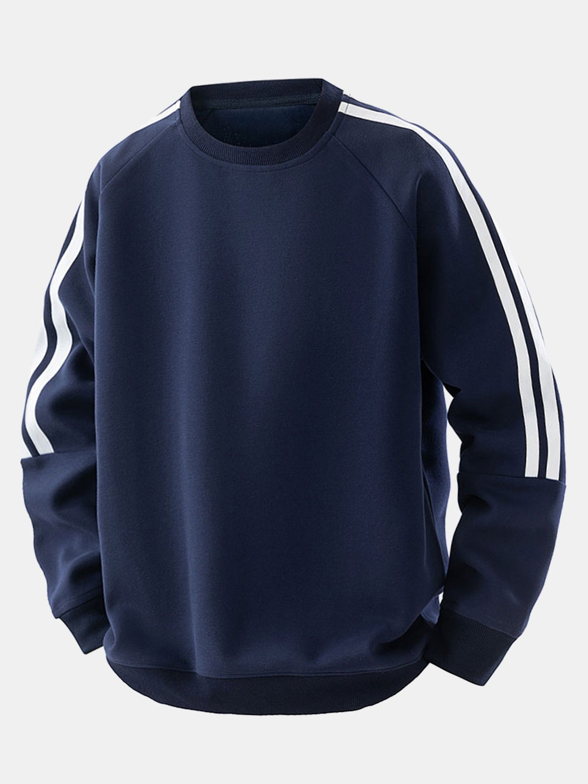 Moletom raglan vintage listrado de gola redonda e modelagem confortável
