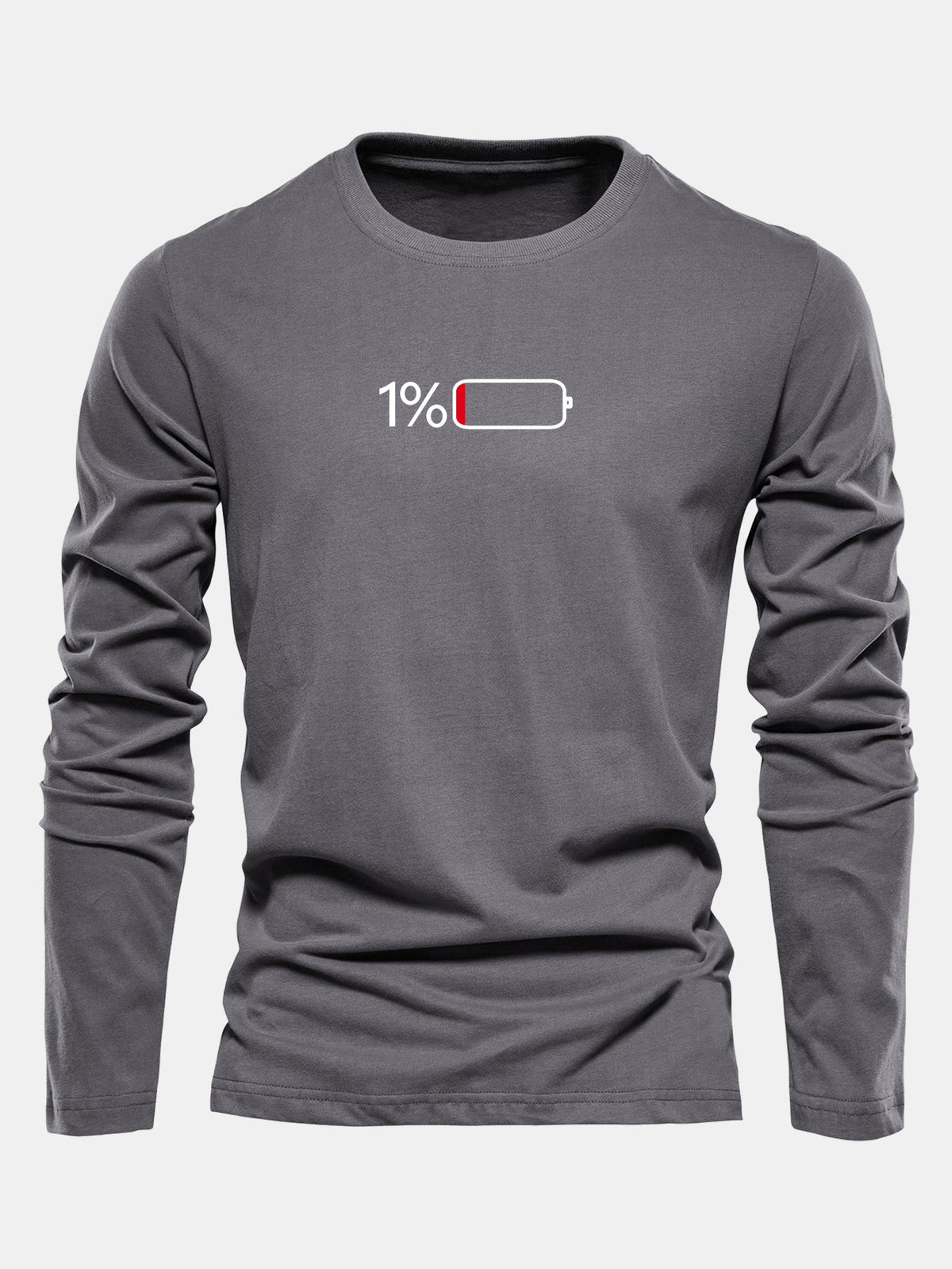Camiseta de algodão com mangas longas e estampa de bateria de 1%