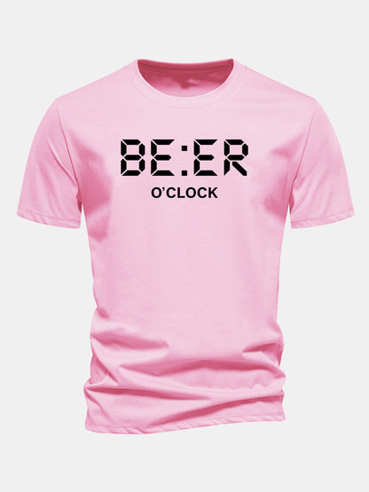Camiseta de algodão com estampa Beer O'Clock, corte regular