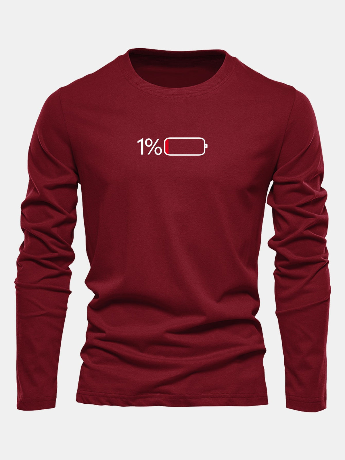 Camiseta de algodão com mangas longas e estampa de bateria de 1%