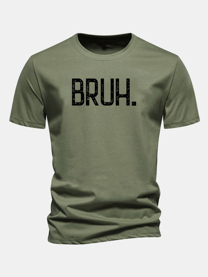 Camiseta de algodão com estampa Bruh e corte regular