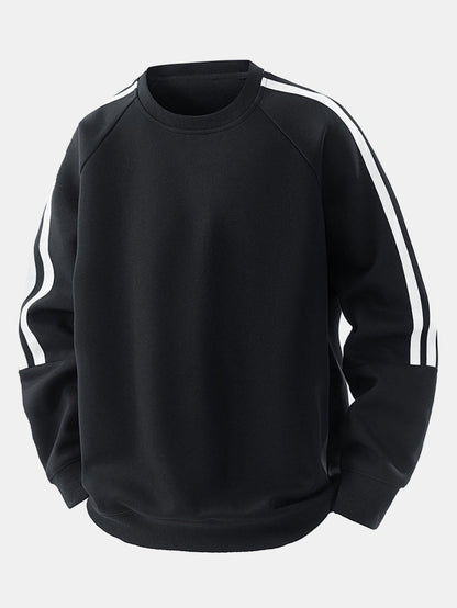 Moletom raglan vintage listrado de gola redonda e modelagem confortável