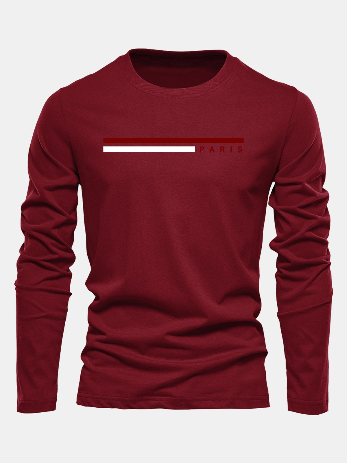 Camiseta de algodão com mangas longas, listras e estampa de Paris